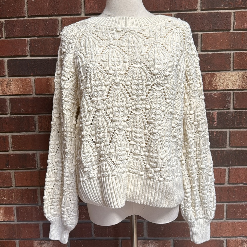 Jun‎ & Ivy Cream Chunky Popcorn Knit Sweater Size Small